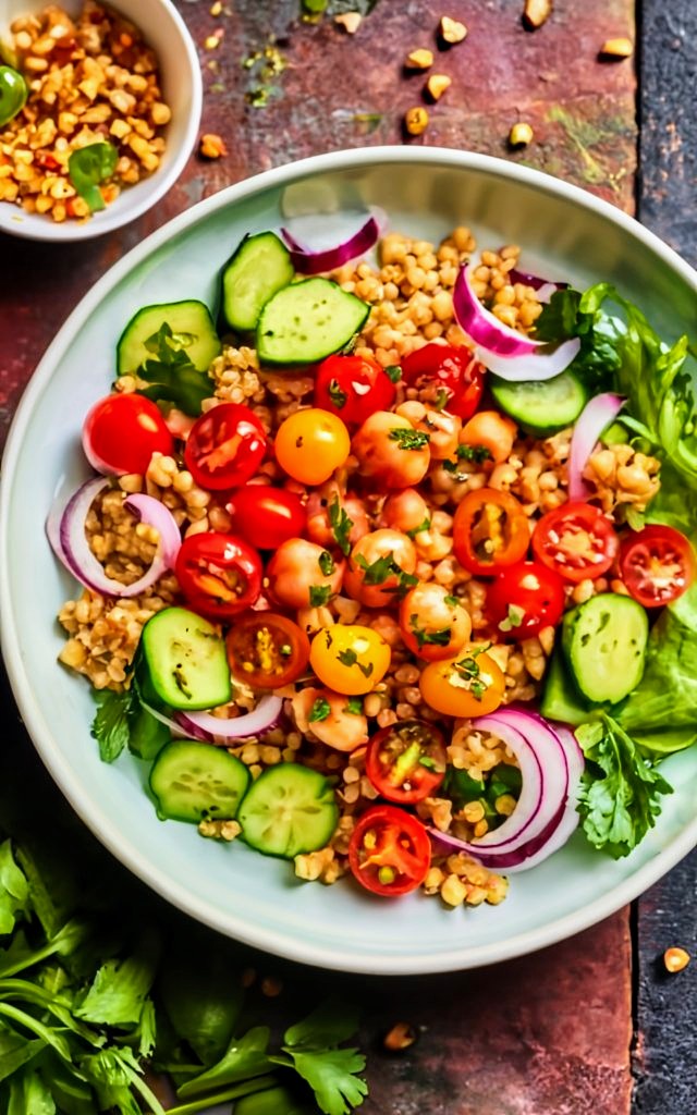 Vegan Quinoa Salad With Chickpeas & Tahini Dressing Caavakushi