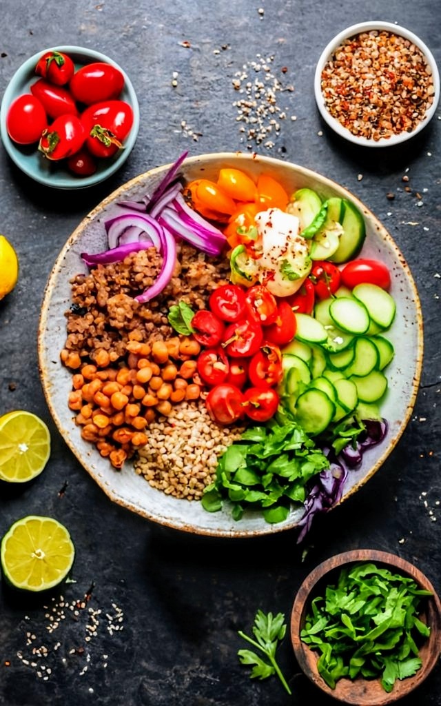 Vegan Quinoa Salad With Chickpeas & Tahini Dressing Caavakushi
