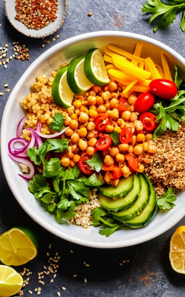 Vegan Quinoa Salad Recipe With Chickpeas & Tahini Dressing
