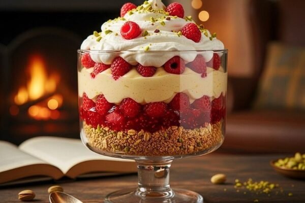 Vegan Raspberry Black Cardamom Pistachio & Oat Trifle Recipe Caavakushi