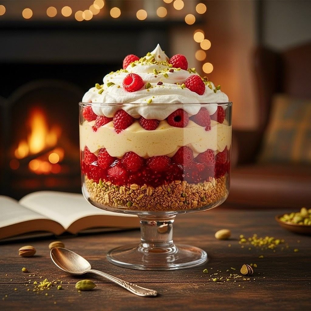 Vegan Raspberry Black Cardamom Pistachio & Oat Trifle Recipe Caavakushi