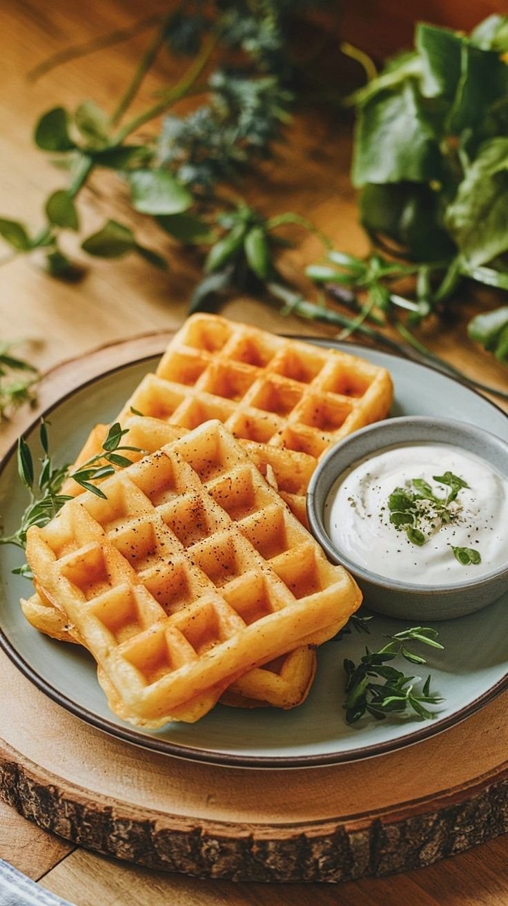 Homemade Vegan Potato Waffles Recipe With A Creamy Garlic Mayo Dip Caavakushi