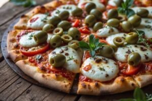 Vegan Green Olive Pizza (Thin & Crispy) Recipe Caavakushi