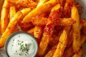 Vegan Crispy Peri-Peri Skinny Fries Recipe With A Garlic & Chives Dip Caavakushi
